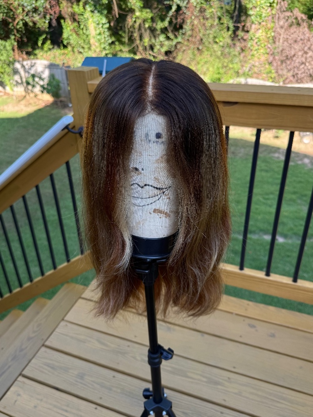 16" Human Hair Tri-Color wig